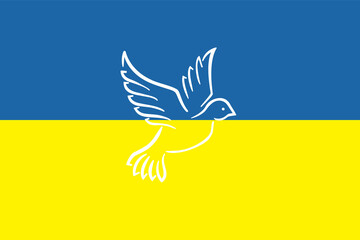 Ukraine flag with white dove. peace and end of war