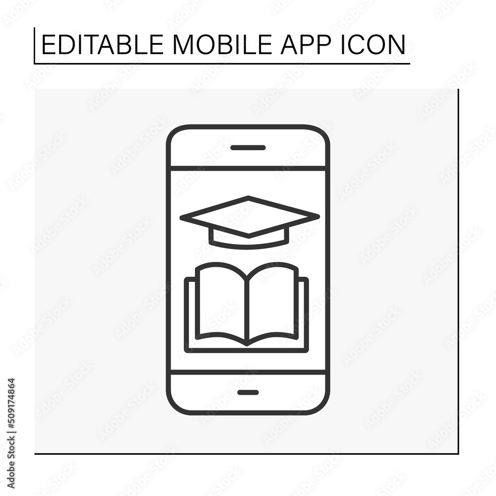Poster education service line icon. online library with many books for studying. learning new information w