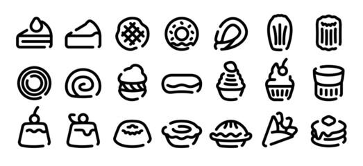 Sweets and cake icon set (Soft bold line version)