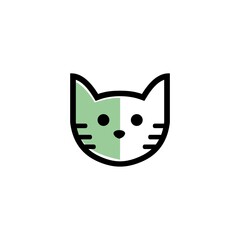 Black Cat Logo design template vector style Negative space. Pet house shop veterinary clinic Logotype icon concept