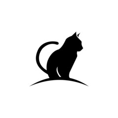 Black Cat Logo design template vector style Negative space. Pet house shop veterinary clinic Logotype icon concept