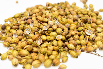 Coriander seed isolated on white background.