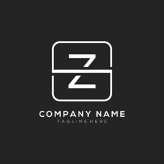 Initial Z logo design vector dark concept with white square element. Z letter logo design.