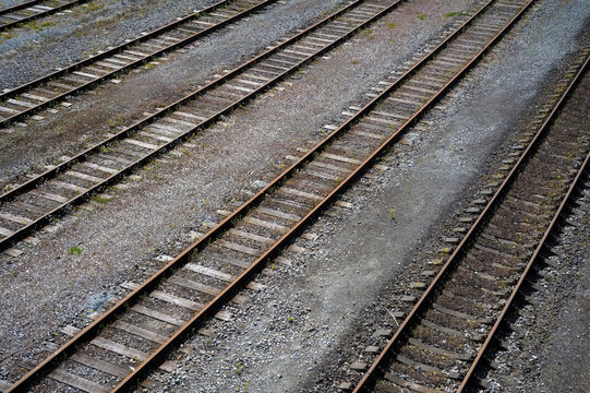 Top view on train railways