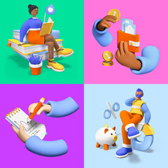 Business and financial transactions - realistic colorful 3d illustration