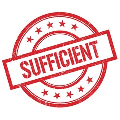 SUFFICIENT text written on red vintage round stamp.