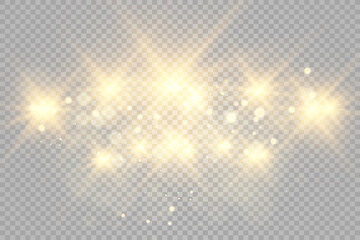 Special lens flash, light effect. The flash flashes rays and searchlight. illust.White glowing light. Beautiful star Light from the rays. The sun is backlit. Bright beautiful star. Sunlight. Glare.	