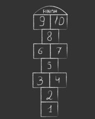 Image - Hopscotch is an old children's game popular all over the world. It is played, as a rule, on asphalt, lined with chalk into squares.