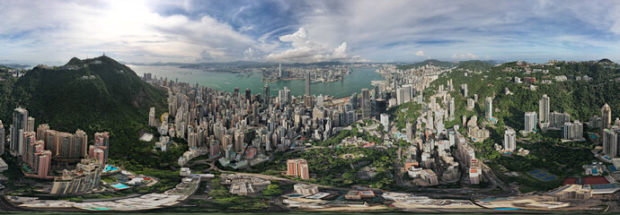 Hong Kong Island central business zone and the peak area with panoramic scene  - 509180461