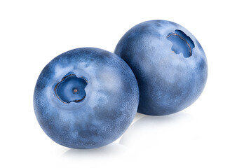 Obraz premium Two blueberry berries isolated on white background