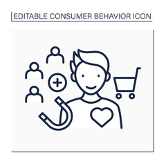 Consumer retention line icon. Attracting new clients. Increase number of potential clients. Consumer behavior concept. Isolated vector illustration. Editable stroke