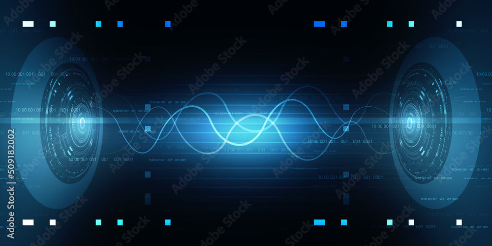 Poster 2d illustration abstract digital binary data on computer screen