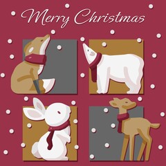 Christmas animals character Flat, vector and illustration 