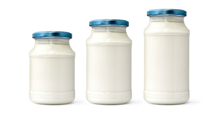 Set of mayonnaise jar on white background