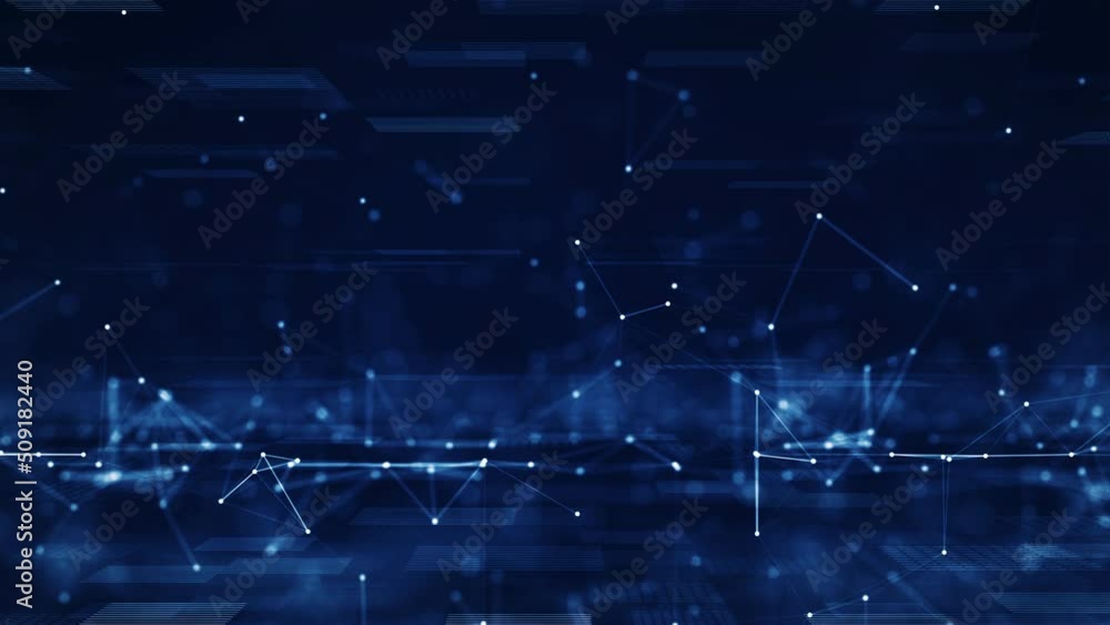 Poster abstract concept of digital technology and online cybersecurity data protection. slow moving polygon