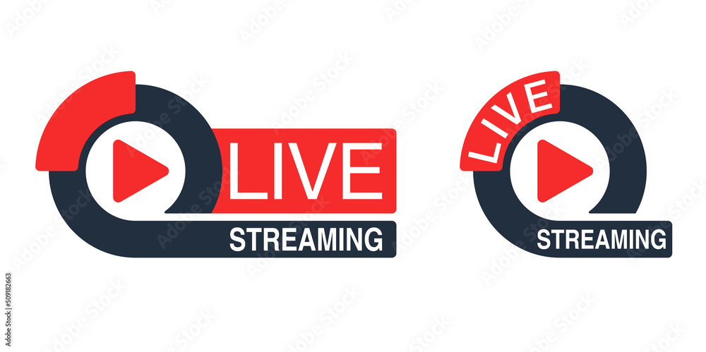 Poster live streaming rounded badge or button