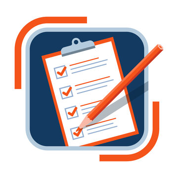 Paper checklist and pencil square pictogram