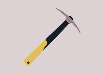 A metal pick-axe with a yellow handle, hardware tools, digging and mining