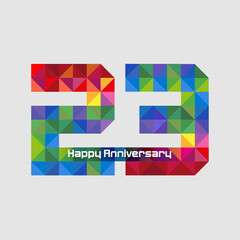 twenty-third birthday, Vector abstract, modification number 22 for symbol or icon celebration twenty three year happy anniversary.