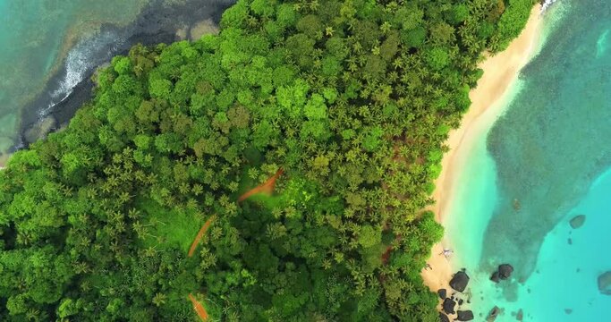 From above the forest betwen Banana beach and Burra beach at Prince Island, Sao Tome,Africa