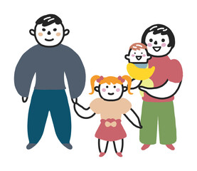 整列する家族　ファミリー　イラスト素材		
