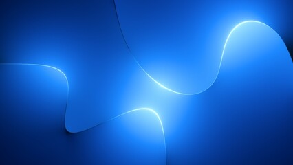 3d rendering, abstract modern minimal wallpaper with wavy lines glowing over the blue background - 509184611
