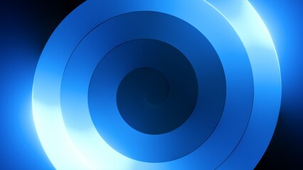 3d rendering, abstract blue background, modern minimal wallpaper with spiral line, geometrical helix shape