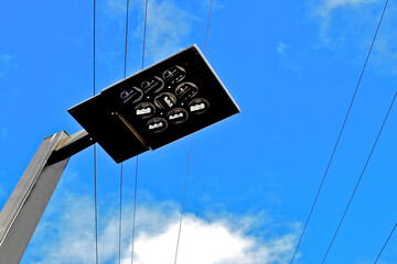 View up at lamp with Array of 9 directional LED’s that can be aimed in different directions