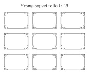 Vector set of rectangular frames with beautiful floral ornament