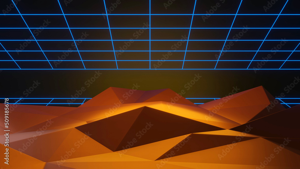 Poster desert in space from 3d renderer