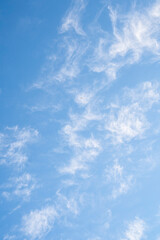 Bright blue sky with fluffy white clouds on it.