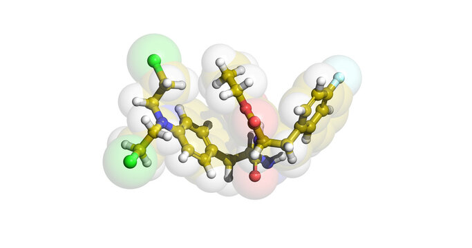 Melphalan flufenamide, anticancer drug, 3D molecule