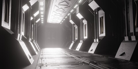 light in the tunnel corridor in a sci-fi building  © elaman