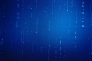 Binary Code Background, Digital Abstract technology background, flowing number one and zero text in binary code format in technology background. Internet Big data Concept