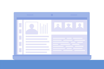 laptop computer, flat vector illustration