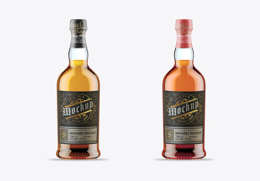 Whiskey Glass Bottle Mockup