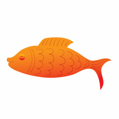 big orange color fish, cartoon illustration, isolated object on white background, vector,