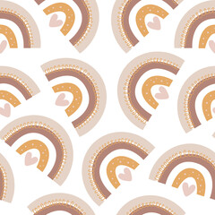 Illustration cartoon seamless pattern rainbow orange brown colors on a white isolated background. High quality illustration