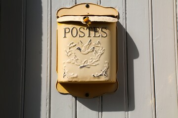 Metal post box in France