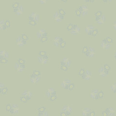 Floral pattern for bed linen textile. Unique seamless ornament of blue flowers. Leaves,  plant and doodle on green background. Simple art design pattern for textile, fabric and print. Vector 