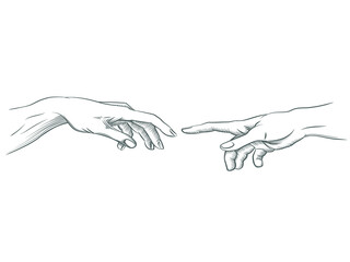 human hands drawing and contact, touch
