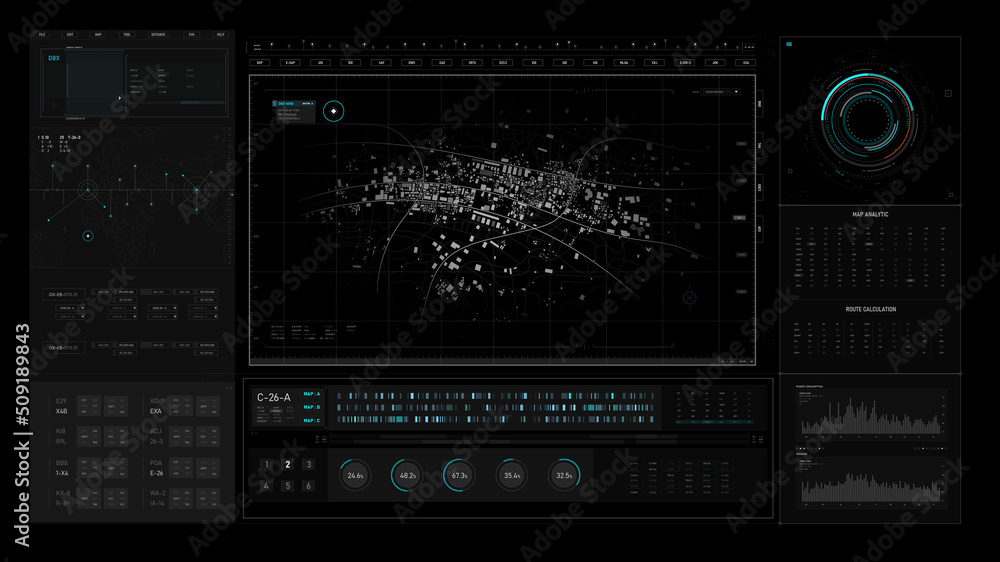 Poster sci-fi futuristic user interface hud design panel 003