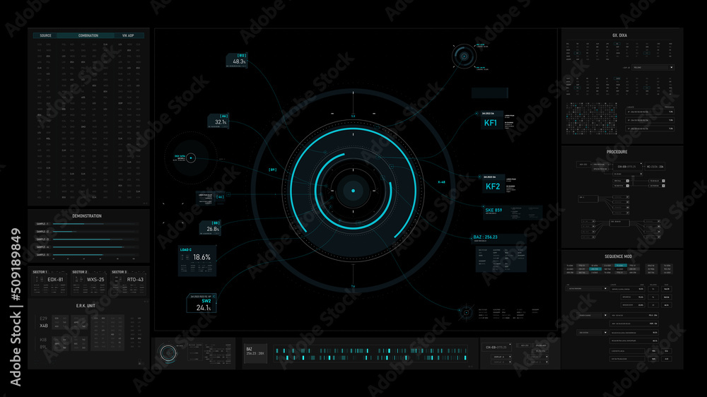 Poster sci-fi futuristic user interface hud design panel 002
