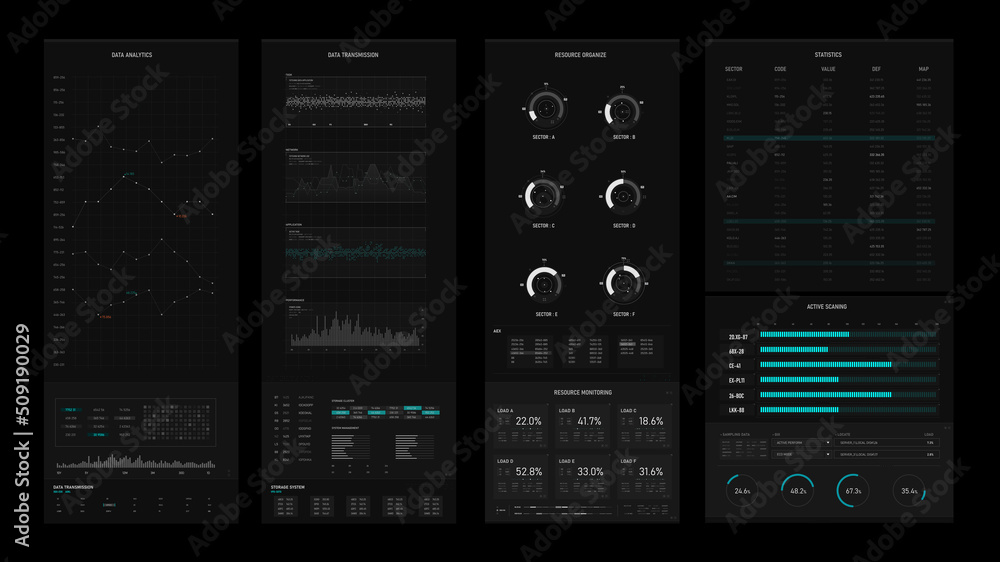 Poster sci-fi futuristic user interface hud design panel 001