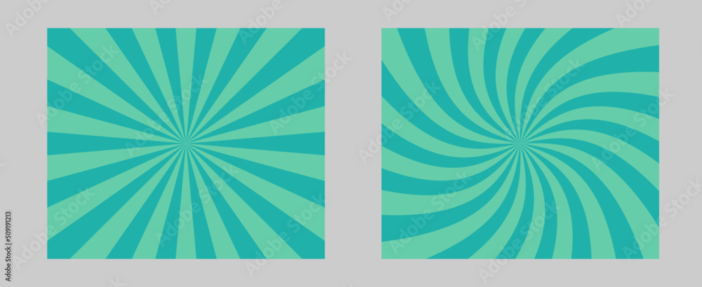 Poster solar explosion sun burst effect. vector sunburst wallpaper. green color burst set of 2 sun rays bac