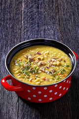 Finnish split pea soup Hernekeitto with pork meat