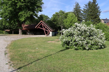 Parc public autour du theatre de verdure, village de Saint Florentin, département de l'Yonne, France