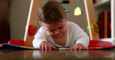 Adorable baby eating apple fruit, cute infant feeding nutritious healthy apple