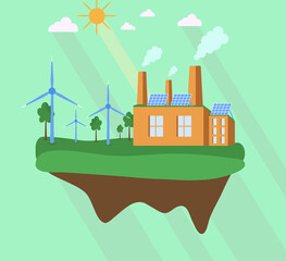 Green energy. Earth with icons of ecology, environment. Vector illustration