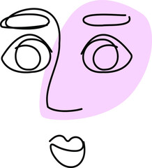 Line drawing face. Woman. Absraction. Vector. Illustration.